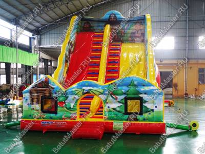 Большой надувной батут-горка "Сказочные богатыри" 13*7*10 м