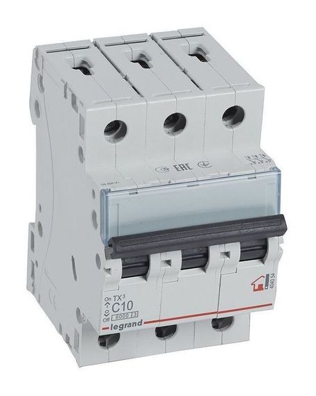 Автомат LEGRAND TX3 3П 10А-С 6кА 25362