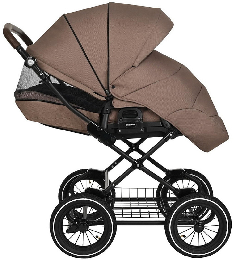 Детская коляска Roan Bass Next Classic d12 3 в 1 с автокреслом Avionaut Silver Black RCL265/1 Raisin Mood