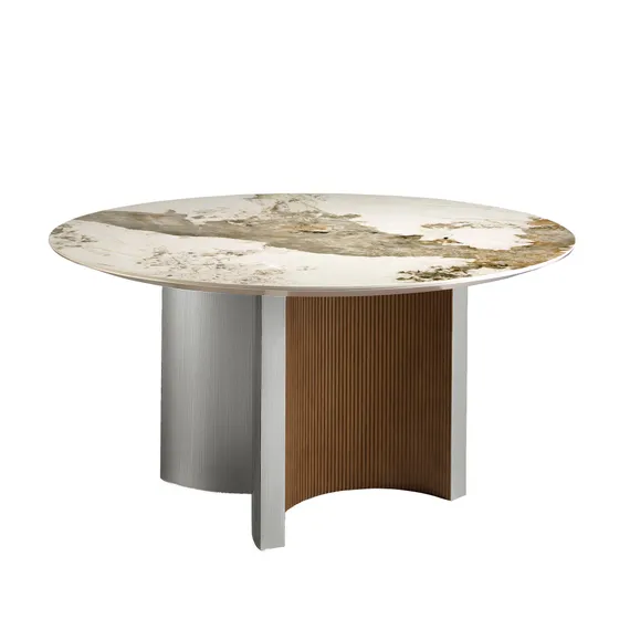 Обеденный стол Angel Cerda 1148, Ø150 см, орех, керамика