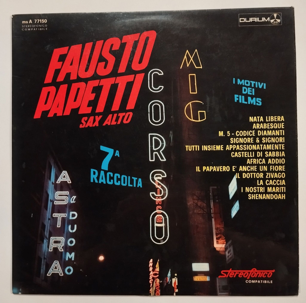 Винтажная виниловая пластинка LP Fausto Papetti 7a Raccolta (Italy 1966)