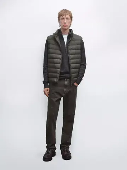 Massimo Dutti Водоотталкивающий двусторонний жилет из пуха, свинцовый