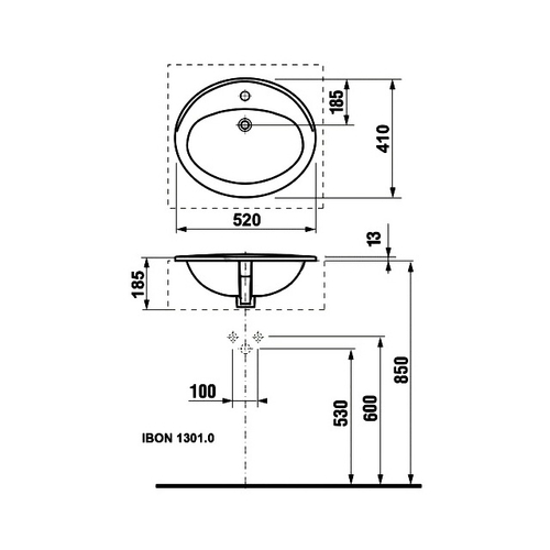 Раковина Roca ADORA 520x410х185 мм., белая (7.3272.0.400.0)