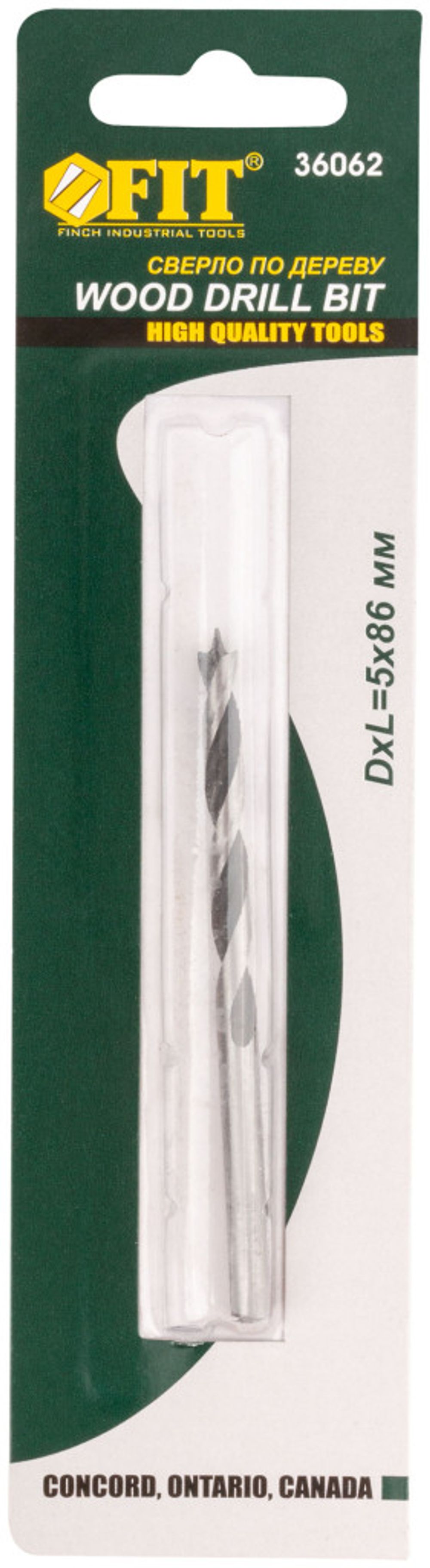 36062 Сверло по дереву CrV Профи 5 мм FIT