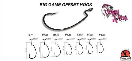 Офсетный крючок Crazy Fish Big Game Offset Hook №2/0 200 шт