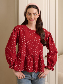 Блузка с баской с длинным рукавом