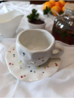 Керамическая кружка с блюдцем чайная пара