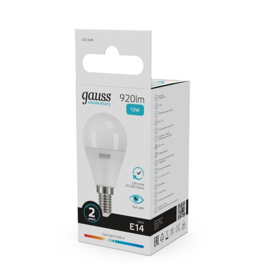 Лампа светодиодная Gauss E14 12W 4100K матовая 53122