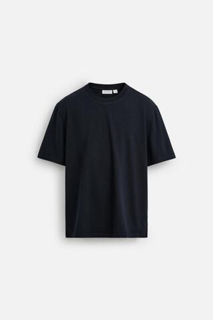 ZARA ФУТБОЛКА КЛАССИЧЕСКОГО КРОЯ СРЕДНЕЙ ПЛОТНОСТИ, МОРСКОЙ СИНИЙ