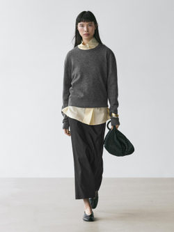 Massimo Dutti Прямая юбка-миди из льняной смеси, черный