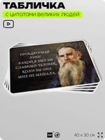 Литературный постер с цитатой Л. Н. Толстого для школы, на стену, на пластике, для интерьера, 40х30 см, Silver Plane x Айдентика Технолоджи