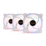 Комплект из 3 вентиляторов TESLA RGB120-RW3, 120мм, 1200rpm, 3-pin+Molex, белый/FRGB, 38CFM, 21дБ, антивибропрокладки (TSL-120-RW3)