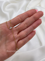 Колье (сотуар) золотистое  цветок со стразами