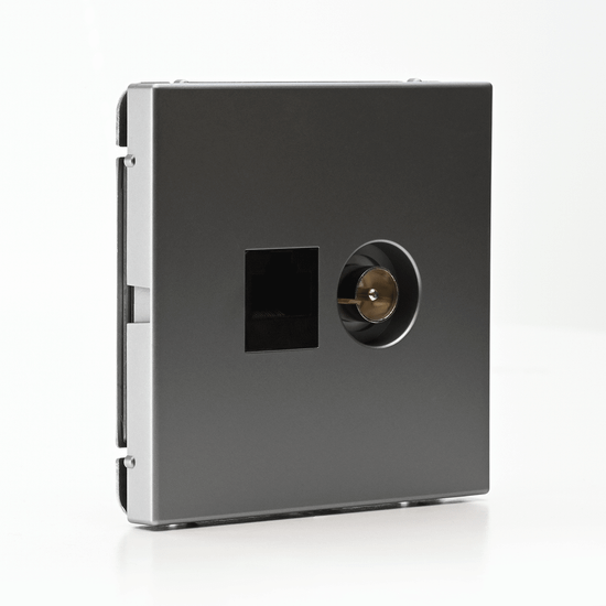 Розетка компьютерная + телевизионная 2-м СП ArtGallery RJ45 кат.5E + TV механизм сталь SE GAL000989