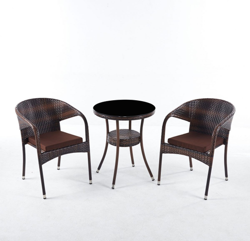 Комплект мебели стол Венеция + 2 кресла Греция из искусственного ротанга Dark Brown