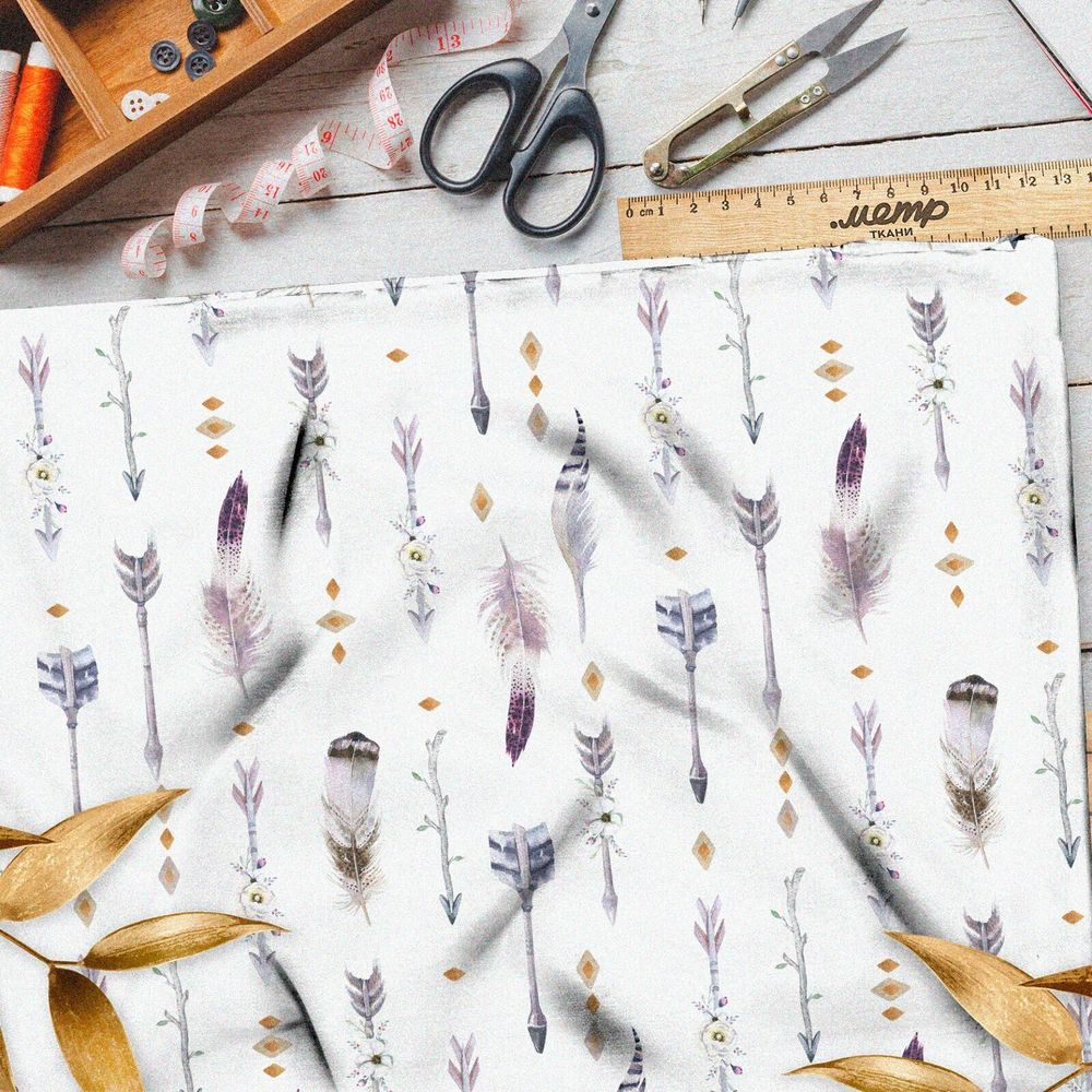 Ткань поплин перья и стрелы