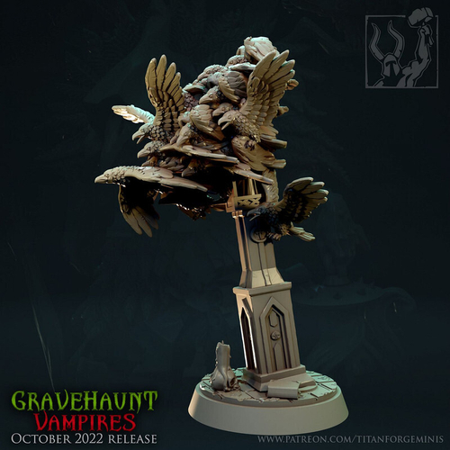 Grand Alliance Death Soulblight Gravelords Deathrattle Bat Swarm миниатюра для dnd, днд, pathfinder, фентези, Настольная игра, НРИ, Варгейм, РПГ