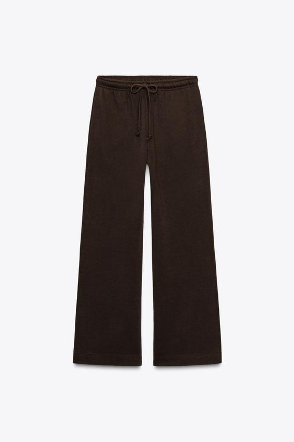 ZARA БРЮКИ ПРЯМОГО КРОЯ ИЗ МЯГКОЙ ТКАНИ, ШОКОЛАДНЫЙ