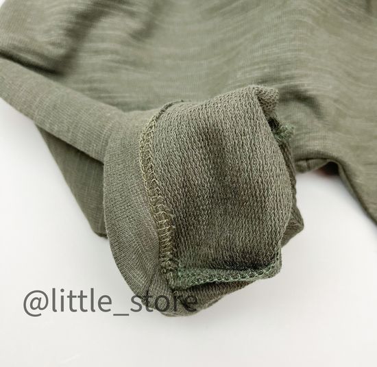 Брюки "Прятки в листьях" из футера, зеленый хаки