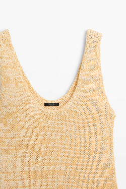 Massimo Dutti Трикотажный топ с круглым вырезом, желтый