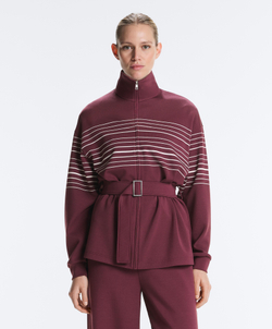 Oysho Куртка в полоску с высоким воротником, бордо