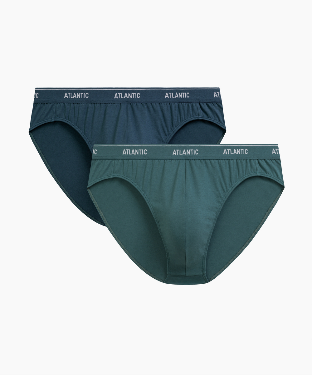 Мужские трусы слипы спорт Atlantic, набор 2 шт., хлопок, сине-зелёные + зелёные, 2RMP-001