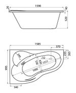 Ванна акриловая асимметричная "Ибица XL" 160х100 левосторонняя белая  Santek