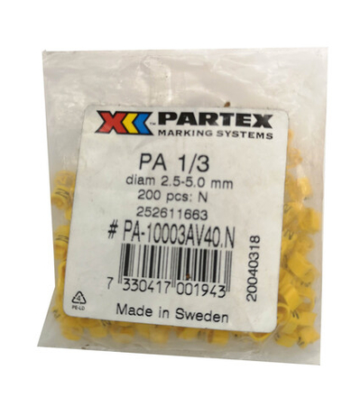 Маркер кабельный сеч.2,5-5мм Weidmuller PARTEX PA-10003AV40.N 252611663 РА 1/3 "N" (200шт.)