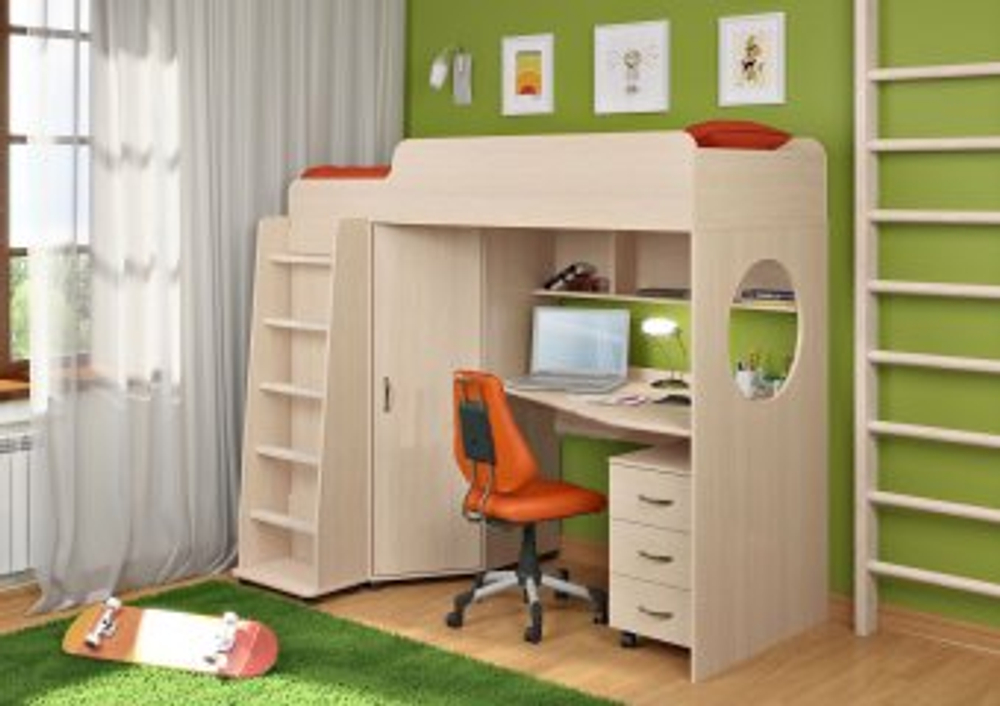 Кровать-чердак КарИВи Легенда 4.2 80*190  Дуб Молочный  Дуб Молочный