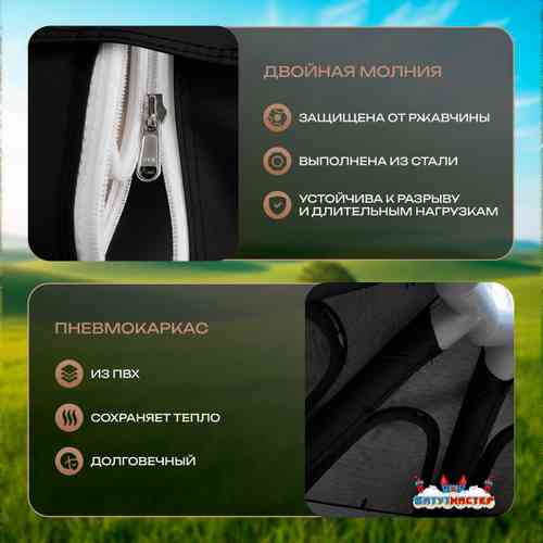 Пневмокаркасная юрта «Гармония» 5×5×2,5 м — для глэмпинга из ПВХ, чёрная