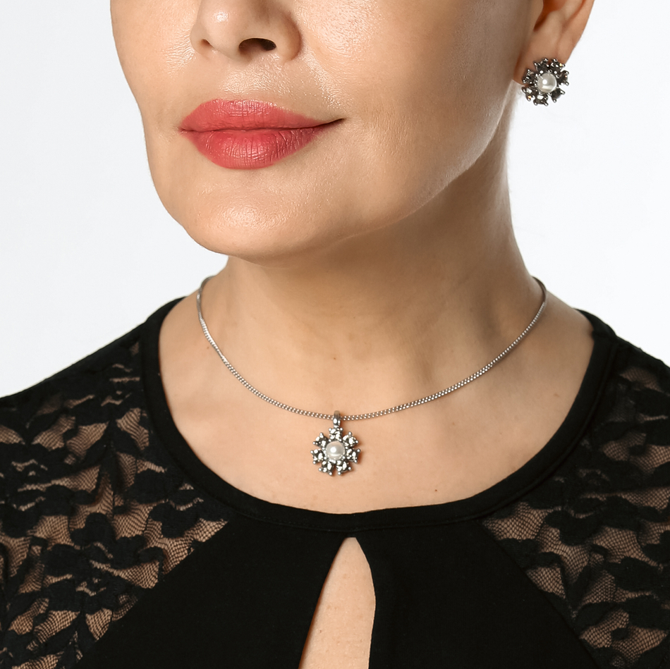 Серьги Dyrberg Kern AUDE SS GREY / WHITE PEARL 450100