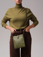 Женская кожаная сумка кросс-боди DBR 30919 зеленая водоросль