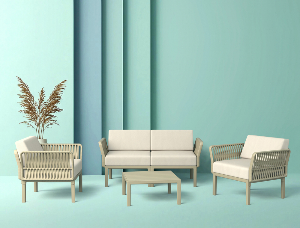 Комплект пластиковой мебели Siesta Contract Portofino Lounge, бежевый, бежевый