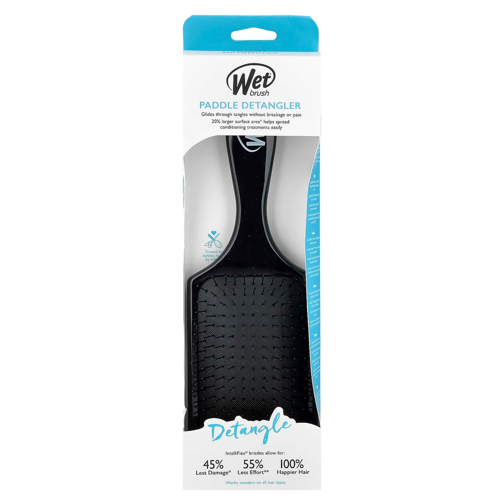 Wet Brush, Paddle Detangler, для всех типов волос, черный, 1 щетка