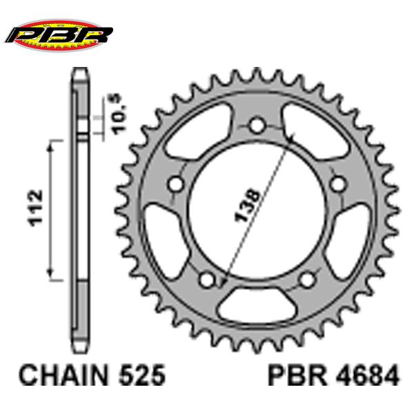 PBR 468441C45 звезда задняя (ведомая), 41 зуб