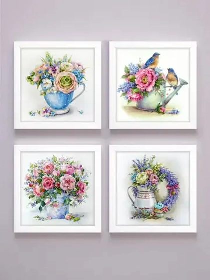 Картины на стену интерьерная на холсте 4 шт, 23*23 см