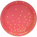 Тарелка бумажная 18 см в наборе 10 шт «Конфетти» красная