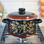 Кастрюля 4л коническая "Драгоценная" черная с красным