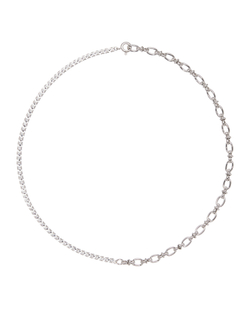 Колье полоса цирконов и цепь, серебро