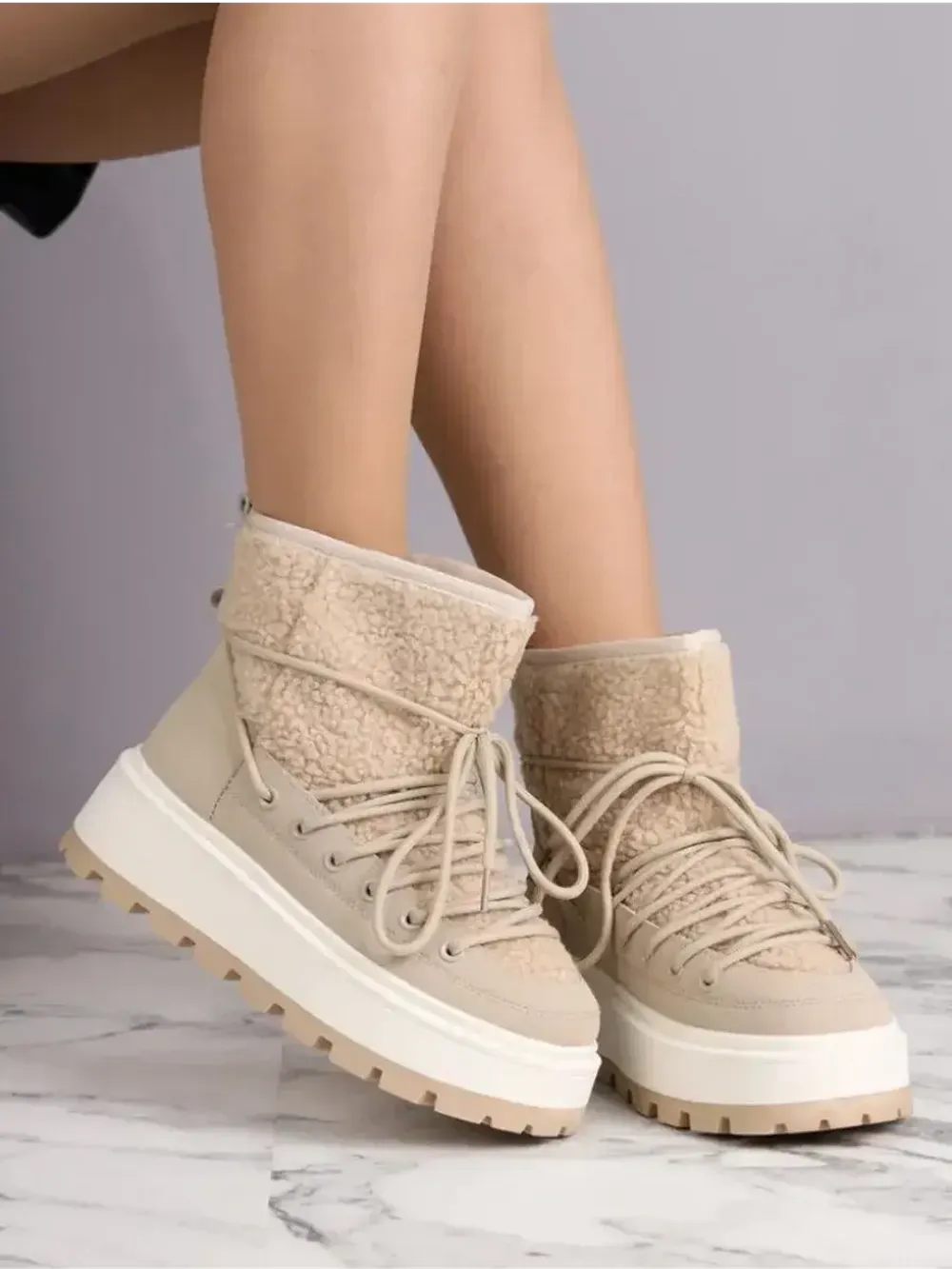 Зимние угги натуральный мех на платформе