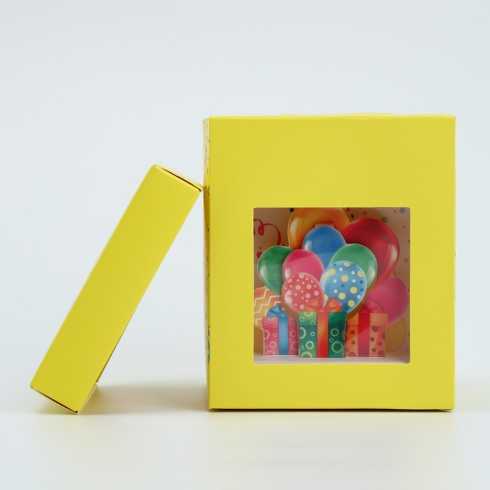 Коробка складная с 3D эффектом «С Днем рождения!», 11 х 11 х 13 см