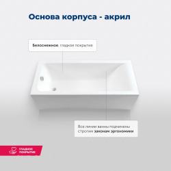 Акриловая ванна Aquanet (Акванет) Bright 180x75 с каркасом