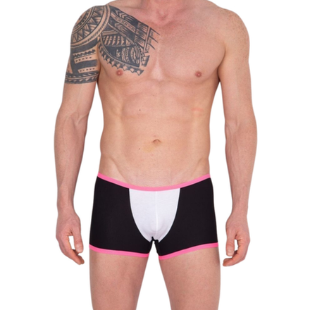 Мужские трусы боксеры черные с белой вставкой и розовой резинкой Cosmos Colors PC30_PWB