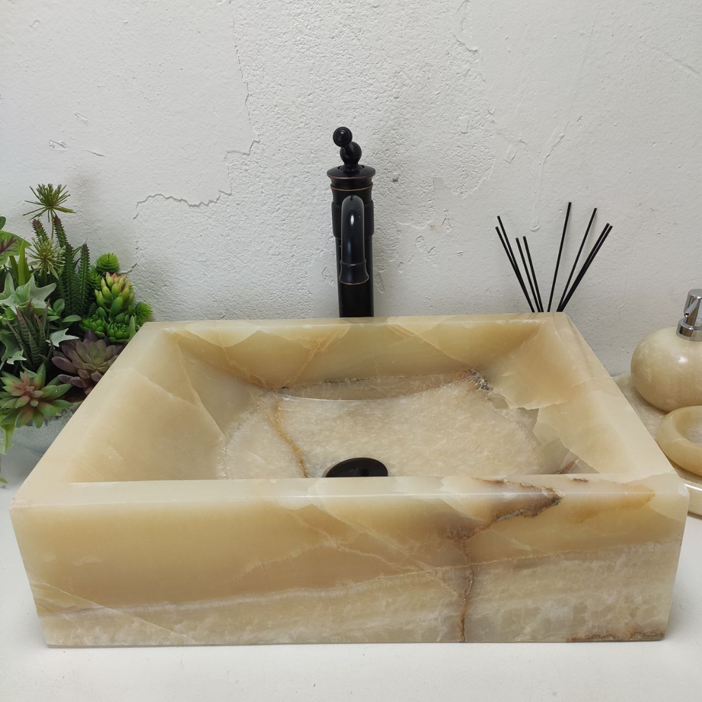 Раковина из оникса Prau Yellow Kecil OP-61568 50*35*15