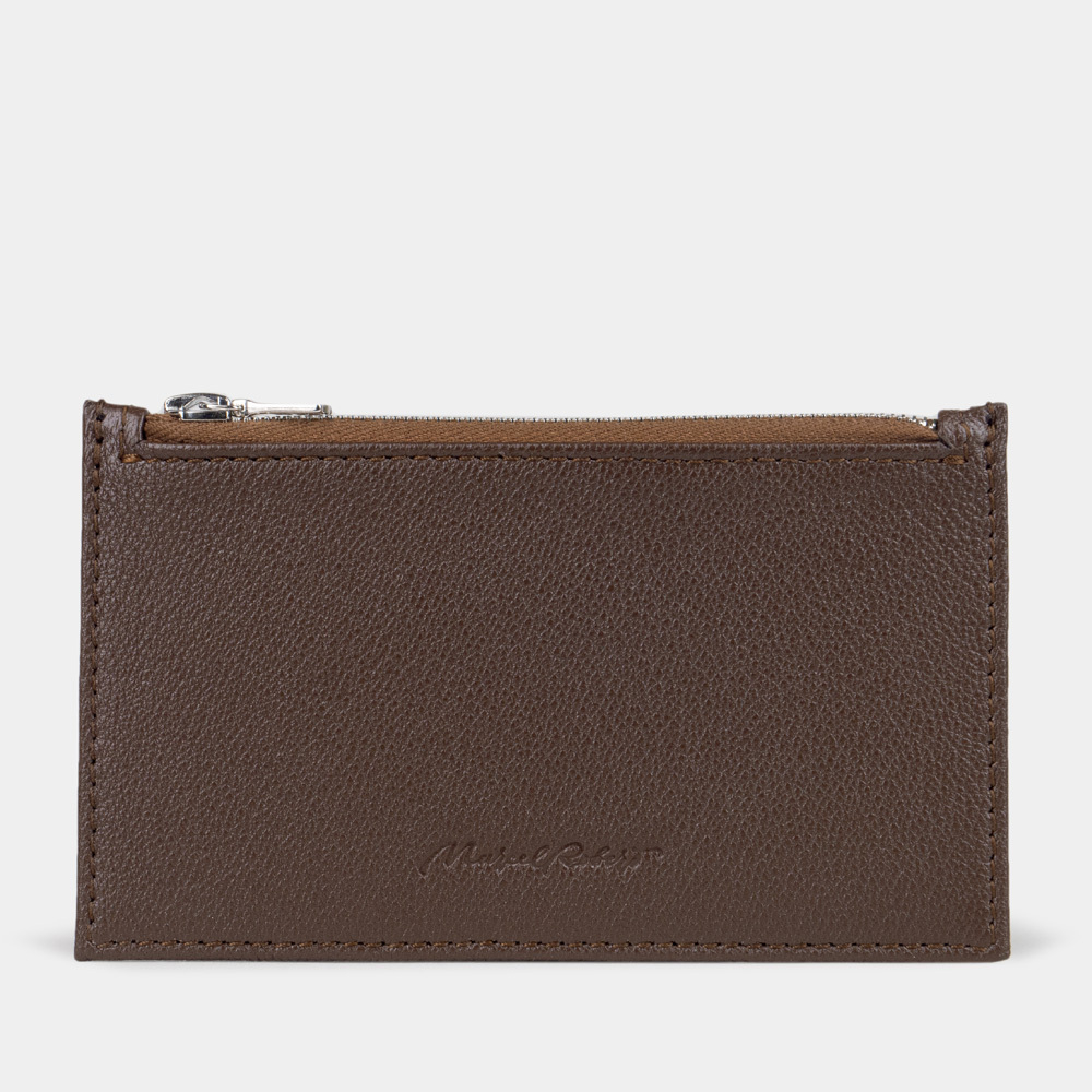 Кардхолдер из кожи козы и аллигатора, коричневого цвета