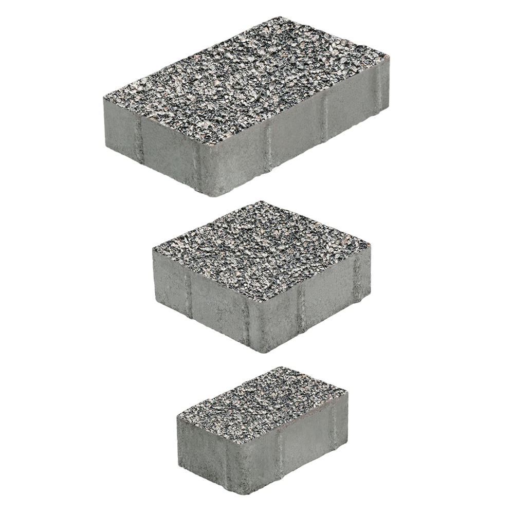 Тротуарная плитка СТАРЫЙ ГОРОД - Гранит+ Серый с черным, комплект из 3 видов плит