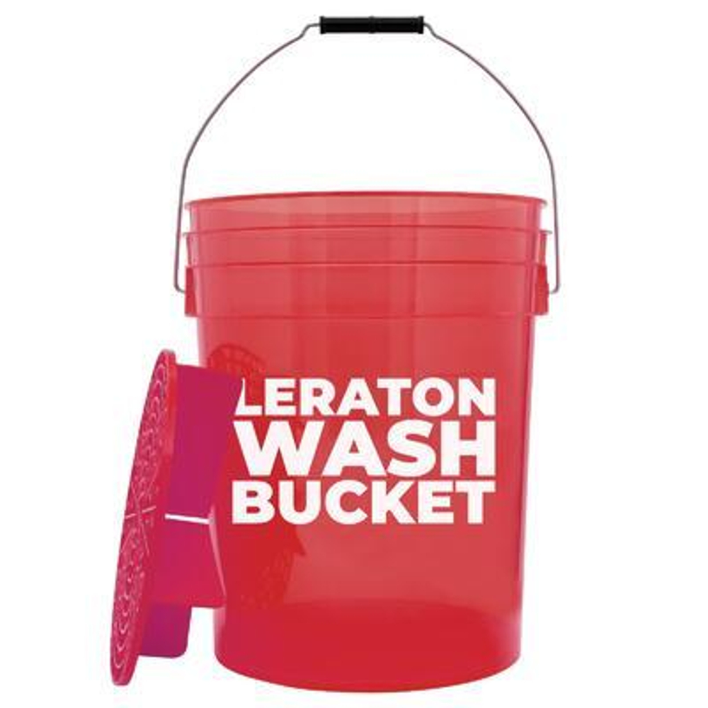 LERATON DETAILING BUCKET WBR Прозрачное ведро для мойки автомобилей с сепаратором (красное) 20л
