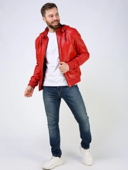 Куртка кожаная натуральная с капюшоном