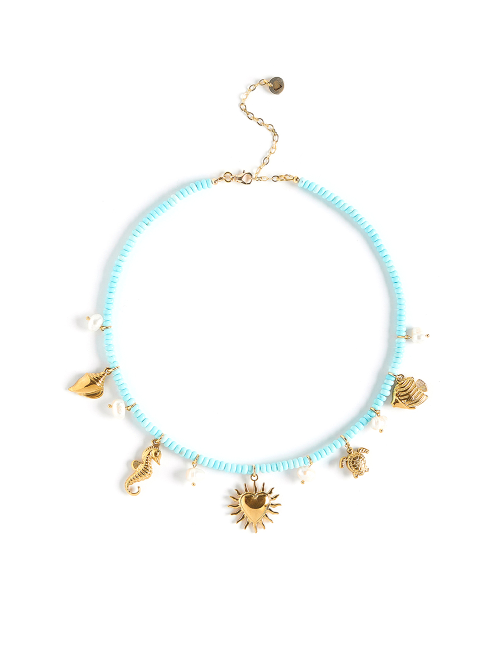 Колье "Mix marine animals" с турквенитом Gold