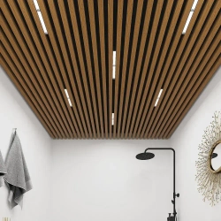 Комплект 1,7х1,7м кубообразного реечного алюминиевого потолка CESAL AR С 30/27 Дуб Медовый (для ванной, входных групп, санузлов и лоджий)